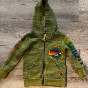 Aviator Nation Green Kids Hoodie with Rainbow Patch